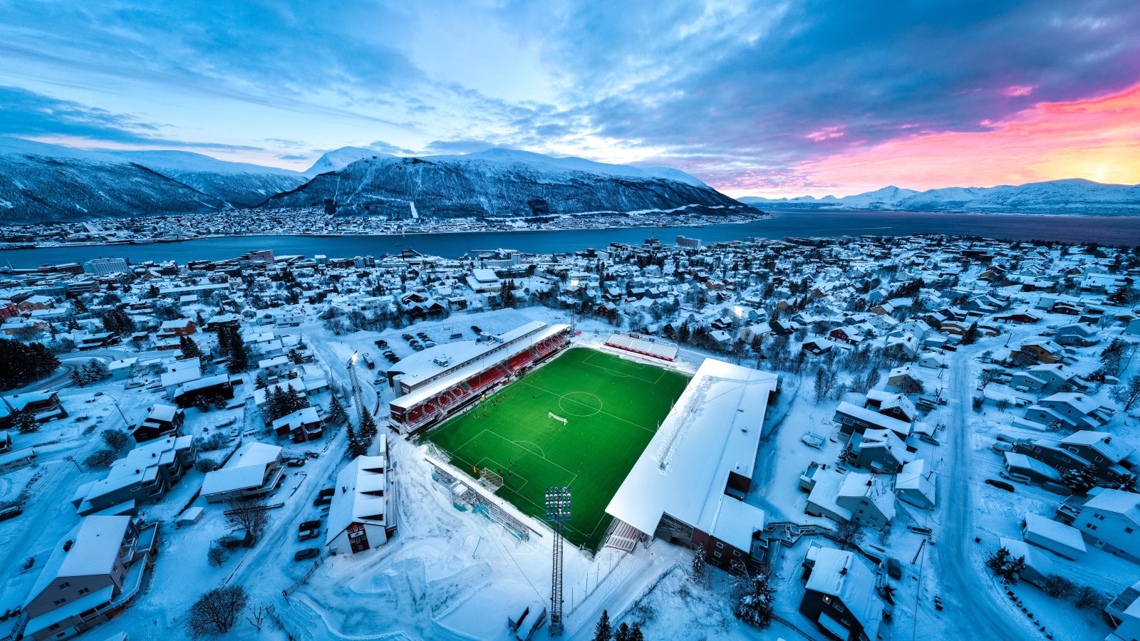 Aerial view of Romssa Arena, home of Tromsø IL